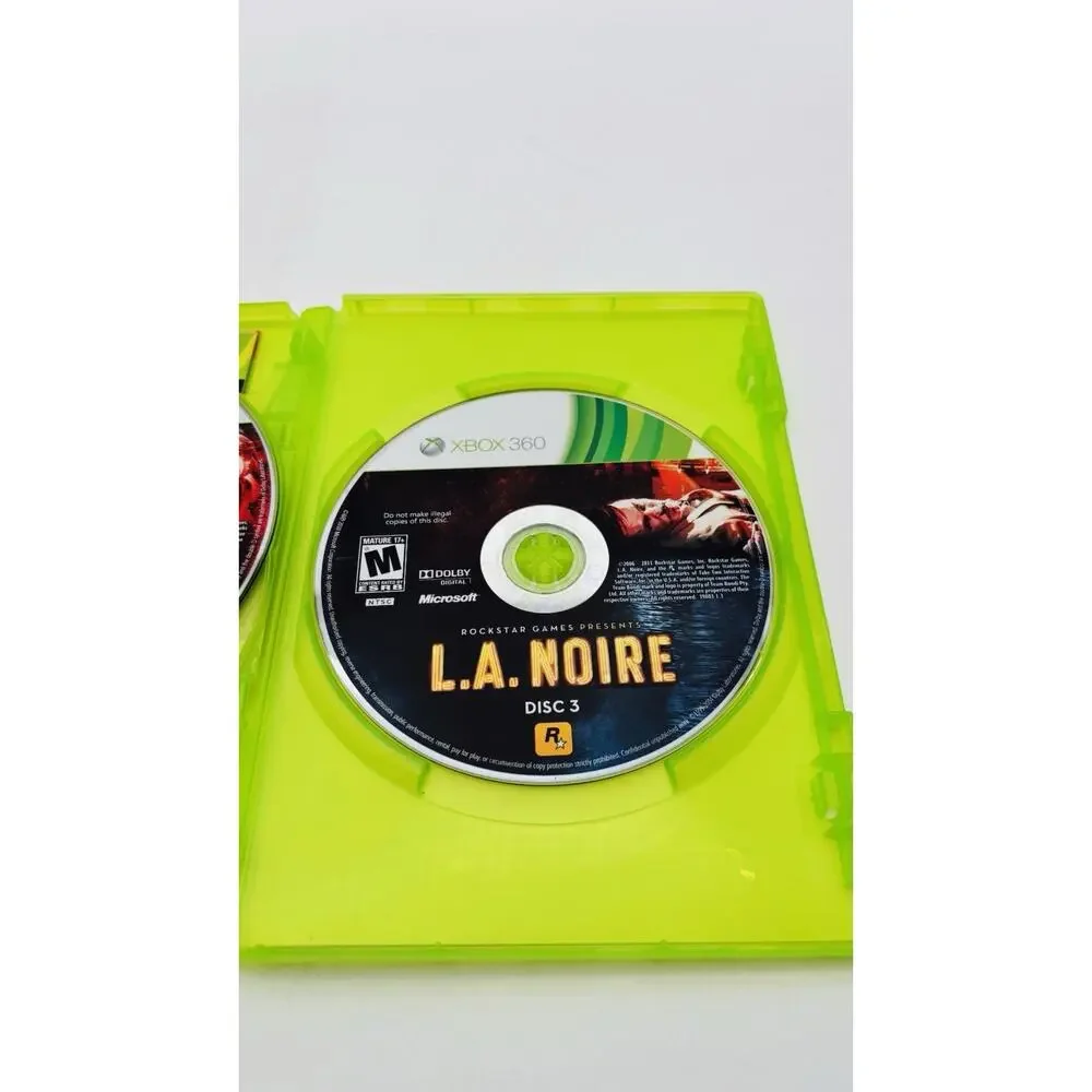 L.A. Noire Microsoft Xbox 360 3-Disc, Complete, Rockstar Games CIB Tested Works